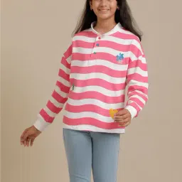 Under Fourteen Only Kids Pink Striped Full Sleeves T-Shirt-image-37