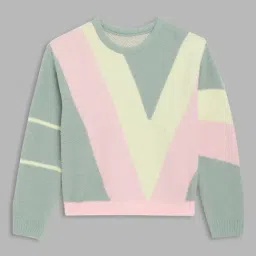 Elle Kids Multicolor Color Block Full Sleeves Sweater-picture-15