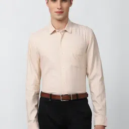 Peter England Beige Slim Fit Texture Shirt-picture-29