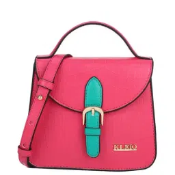 KLEIO Pink Textured Small Satchel Handbag-37