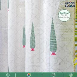 Urban Space Multicolor Polyester Printed Long Door Curtain with Eyelets & Tiebacks - Set of 2 (8 ft) image 2