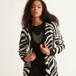 Cover Story Black & White Printed Long Cardigan-image-48