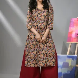 Charukriti Black Cotton Printed Straight Kurta-picture-25