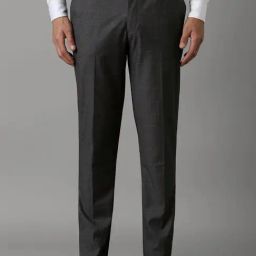 Louis Philippe Grey Slim Fit Checks Trousers-picture-36