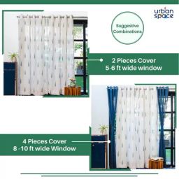 Urban Space Multicolor Polyester Printed Long Door Curtain with Eyelets & Tiebacks - Set of 2 (8 ft) image 5