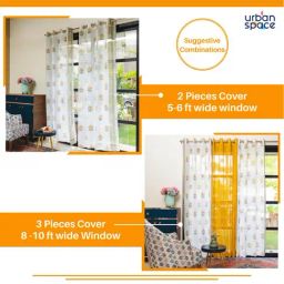 Urban Space Yellow Polyester Printed Window Curtain with Eyelets & Tieback - Set of 2 (5 ft) image 5