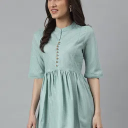 DECKEDUP Green Printed Pleats  Gathered Top-41