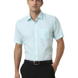 Van Heusen Blue Cotton Regular fit Geometric Shirt-image-41