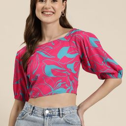 HERE&NOW Floral Print Back Tie-Up Crop Top-picture-26