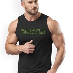 3Colors Printed Round Neck Gym Vest VEST-CCUT-HUSTLE-BLK_M-17