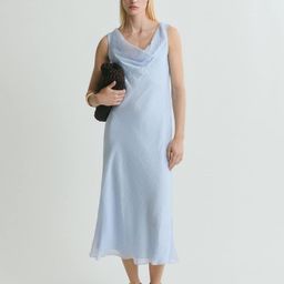 MANGO Cowl Neck Crinkled A-Line Midi Dress-image-41