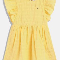TOMMY HILFIGER Girls Yellow Cotton Striped Dress-picture-22