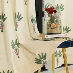 Urban Space Palm Lagoon Green Cotton Floral Door Curtain - Set of 2-picture-48