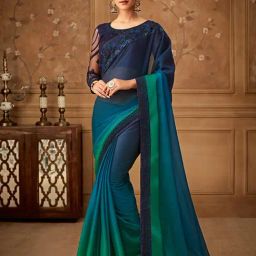 Saree Mall Blue Embellished Sarees With Unstitched Blouse-image-51