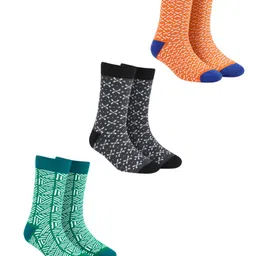 Dynamocks Unisex Pack of 3 Multicoloured Patterned Calf-Length Socks-6