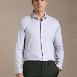 Louis Philippe Blue Cotton Slim Fit Texture Shirt-picture-14