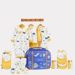 Little Surprise Box Kids Yellow Cotton Regular Printed Baby Hamper Clothing Set-image-18