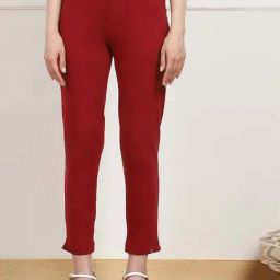 Biba Maroon Fitted Trousers-34