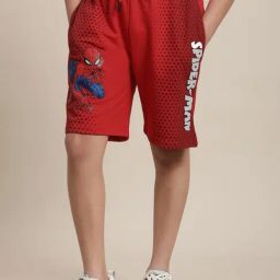 Kidsville Spiderman Printed Red Regular Fit Shorts For Boys-image-65