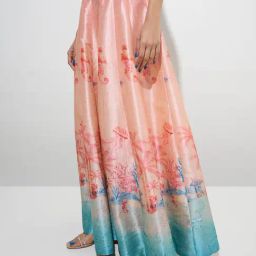 Vark by Westside Peach Tropical Printed High-Rise Skirt-image-20