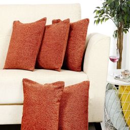 BELLA TRUE Rust Set of 5 Solid Square Cushion Covers-30