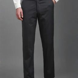 Louis Philippe Grey Slim Fit Self Pattern Trousers-image-79