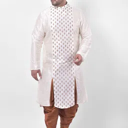 DEYANN PLUS Men Off White & Red Ethnic Motifs Printed Kurta-image-42