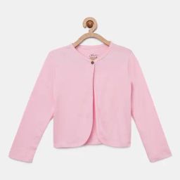 Kryptic Kids Pink Solid Full Sleeves Shrug-image-88
