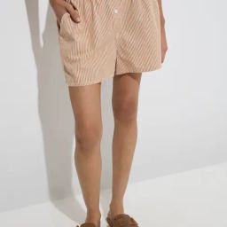 Superstar by Westside Brown Stripe High-Rise Cotton-Blend Boxer Shorts-picture-22