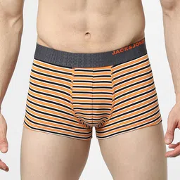 Jack & Jones Men Orange-Colored & Black Striped Trunk 156330301-picture-16