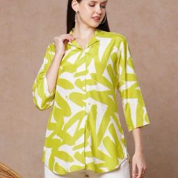 Fashor Green Muslin Printed Shirt-image-16