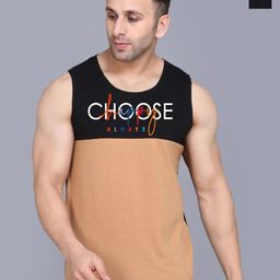 SLOWLORIS Men 2-Pc Printed Combed Cotton Gym Vests VSL26 CMB(CHS BLACKRUST)(PLAIN NAVY)-image-52