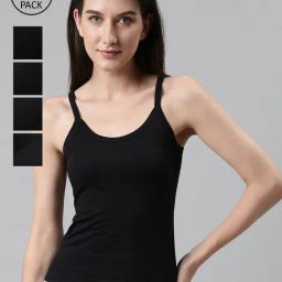 Dixcy Scott Slimz Jet Black Cotton Camisole (Pack Of 5)-image-32