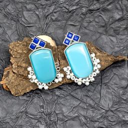 Oxy Jewels Women Turquoise Blue Earrings-image-99