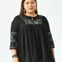 SAAKAA Black Tie-Up Neck Top-image-32