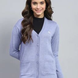 Monte Carlo Purple Wool Solid Full Sleeve Cardigan-21