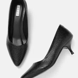 ELLE Textured Kitten Heel Pumps-71