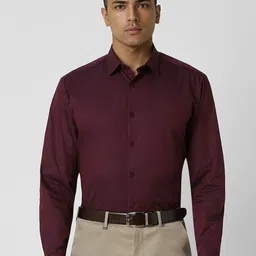 V Dot Men Spread Collar Vertical Striped Cotton Slim Fit Formal Shirt-image-57