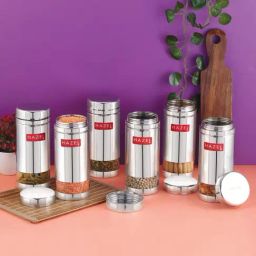 HAZEL Silver Stainless Steel Transparent Air Tight Container 950 ml-14