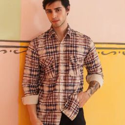 Indian Needle Beige Cotton Regular fit Checks Shirt-image-54