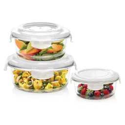 Borosil Transparent Glass Round Container - Set of 3-image-44