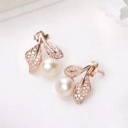 Zavya Pearl Elegance Rose Gold-Plated CZ & Freshwater Pearl 925 Sterling Silver Earrings-20