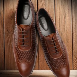 INVICTUS Men Tan Brown Textured Oxfords-image-27