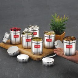 HAZEL Silver Stainless Steel Air Tight Storage Containers 200 ml - Set of 2-12