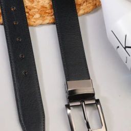 ZEVORA Black Textured Leather Casual Belt-image-33