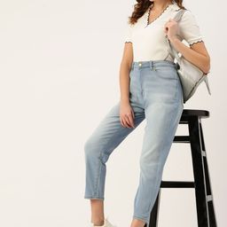 DressBerry Women Blue Boyfriend Fit High-Rise Light Fade Stretchable Jeans-16