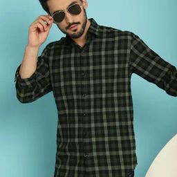 Indian Needle Dark Olive Regular Fit Checks Shirt-picture-39