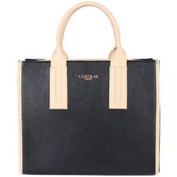 Carlton London Black & Beige Color Block Medium Handbag-image-30