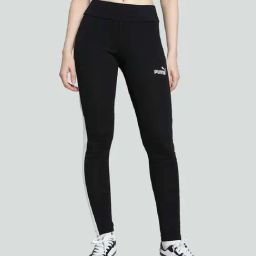 Puma Black Cotton Color-Block Mid Rise Leggings-image-44
