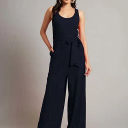 Brinns Navy Cotton Regular Fit Jumpsuit-image-84